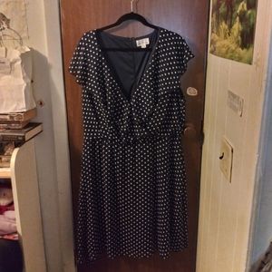Olivia Matthews Navy Blue Polka-Dots Dress 20W